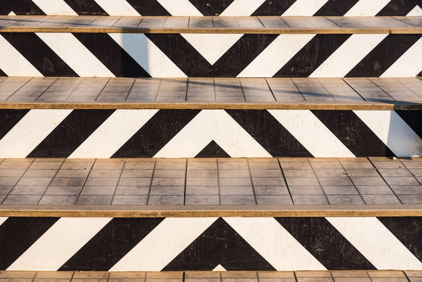 Stairway pattern  with black and white stripes closeup - Fotografie, Obrázek