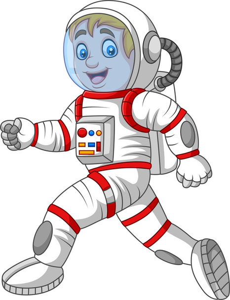 Ilustración vectorial del astronauta de dibujos animados caminando aislado sobre fondo blanco
 - Vector, imagen