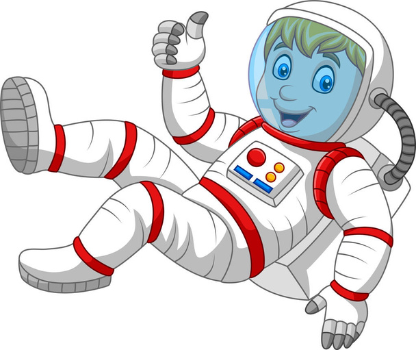 Vector illustration of Cartoon Astronaut giving thumbs up - Vector, Image