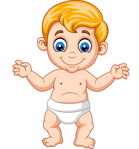 Illustration vectorielle de Bébé garçon dessin animé apprenant à marcher
 - Vecteur, image