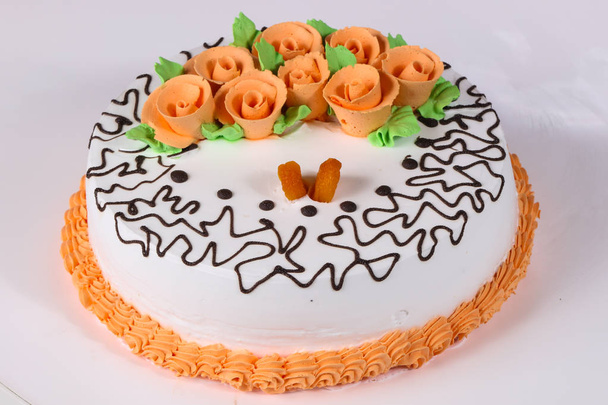 Tasty Cake with cream flowers - Photo, image