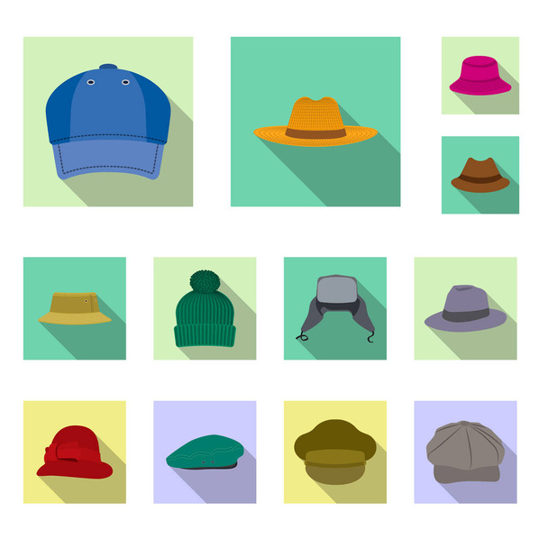 Isolated object of headgear and cap logo. Collection of headgear and accessory vector icon for stock. - Vettoriali, immagini