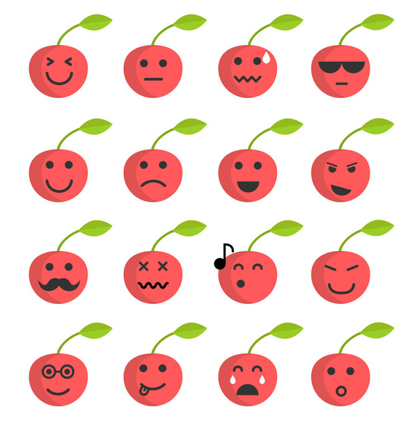 Sada ovoce emoji Smajlíci, roztomilý ikony. - Vektor, obrázek