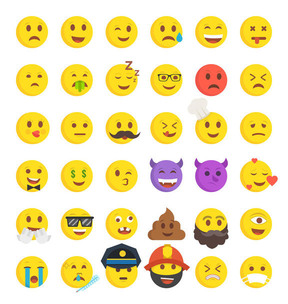 Set of emoji smileys, cute icons. - Vector, Image