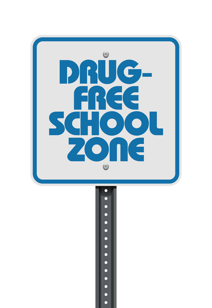Vector εικονογράφηση του σημαδιού φάρμακο ελεύθερη ζώνη σχολείο λευκό και μπλε - Διάνυσμα, εικόνα