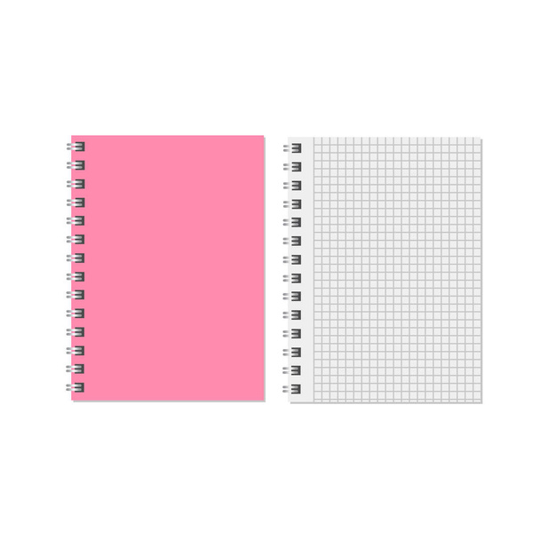 Cuaderno realista en blanco. Cuaderno diario, página en papel y cuaderno
 - Vector, imagen