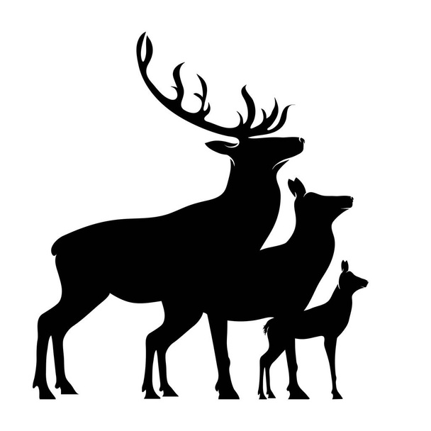 鹿、ハインドや赤ちゃんハインドのベクトル シルエット. - ベクター画像