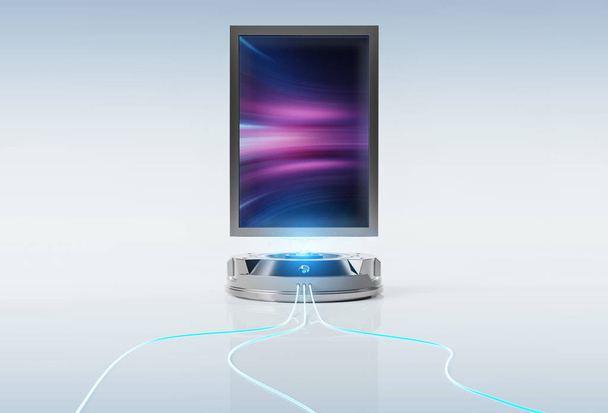 Futuristic vertical billboard mockup isolated on grey background 3d rendering - Photo, image