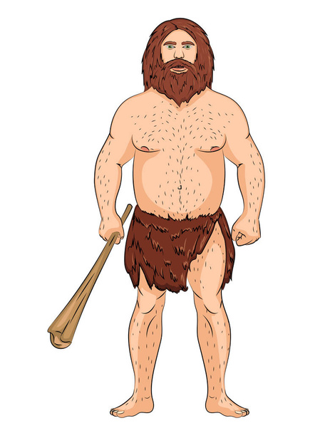 Neandertaler, isoliertes Objekt auf weißem Hintergrund. Vektor - Vektor, Bild