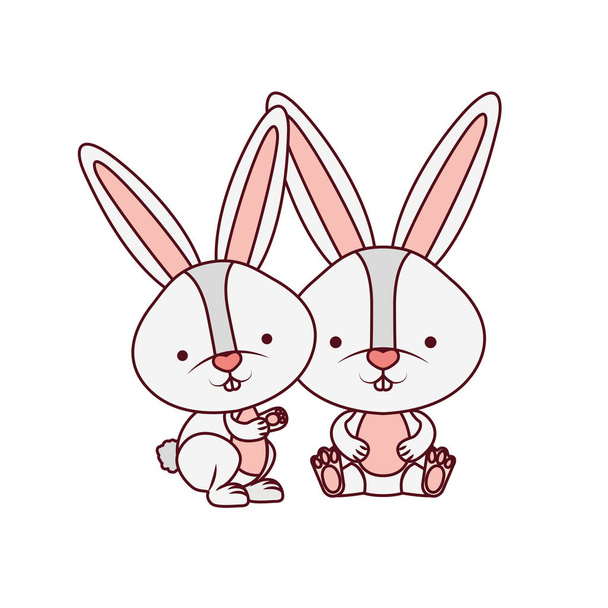 sevimli tavşanlar izole simgesi - Vektör, Görsel