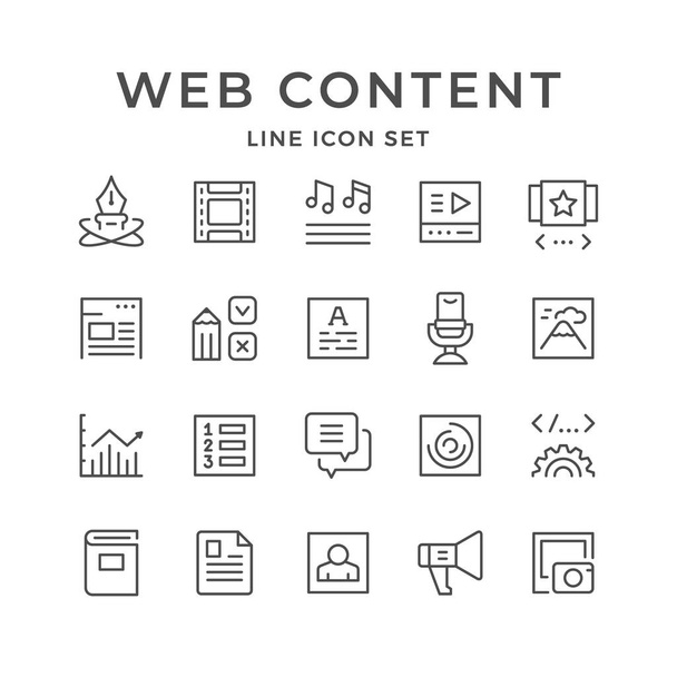 Establecer iconos de línea de contenido web
 - Vector, imagen