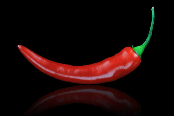 Red hot chili pepper on black background - Photo, Image