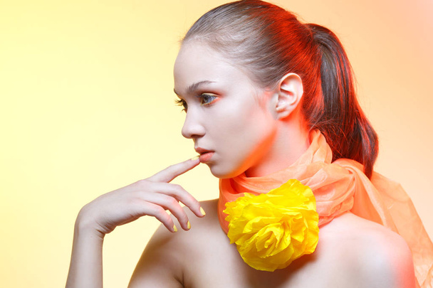 Close up portrait of young woman with colorful makeup - Fotografie, Obrázek