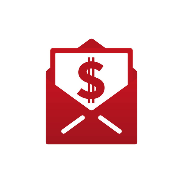 Karte mit Dollarzeichen in roten Umschlag auf weißem Hintergrund. Finanzkonzept design. - Vektor, Bild