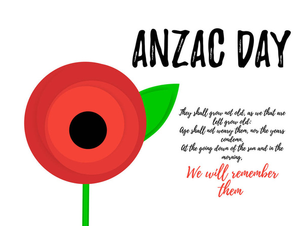 Diseño de banner ANZAC DAY con espacio para texto. Símbolo del día del recuerdo. Tarjeta con amapola roja y texto con letras. Ilustración vectorial
 - Vector, imagen