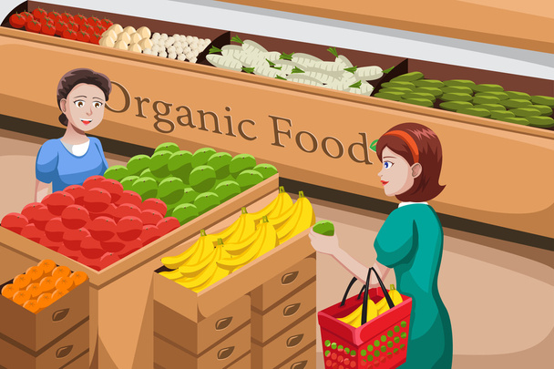compra de alimentos ecológicos
 - Vector, imagen