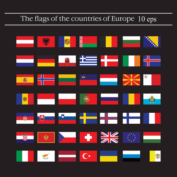 Egyszerű kör zászlók vektor lapos stílusú országok. - Vektor, kép