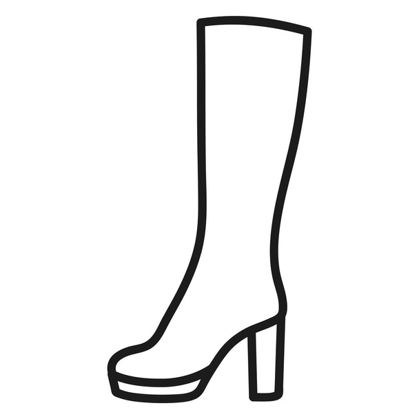 Sapato feminino ícone delineado no fundo branco
 - Vetor, Imagem