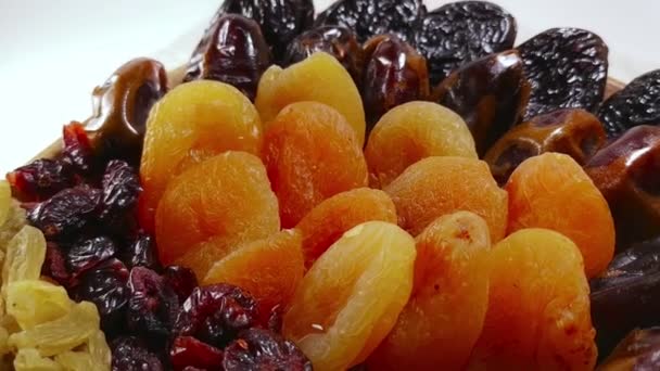 Dried fruits apricot, raisins, dates, cranberry 4 - Footage, Video