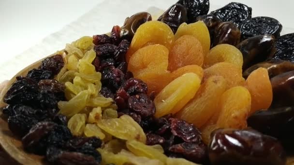 Dried fruits apricot, raisins, dates, cranberry 2 - Footage, Video