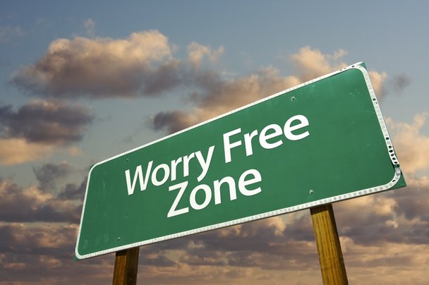 Worry Free Zone Green Road Sign - Photo, Image
