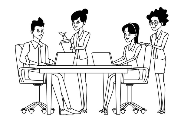 ビジネスミーティングのチームワーク - ベクター画像