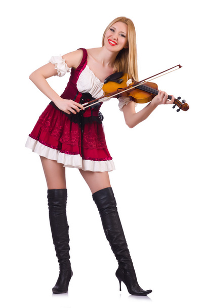 Дівчина грає на скрипці на білому
 - Фото, зображення