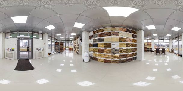 MINSK, BELARUS - APRIL, 2017: full seamless panorama 360 degrees angle view in interior elite luxury store of ceramic tile and bricks in equirectangular spherical projection. ar vr content - Photo, Image
