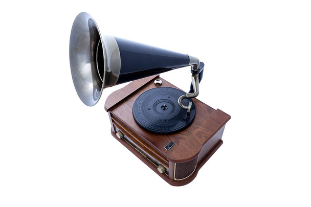 Retro style gramophone isolated over white  - Photo, Image
