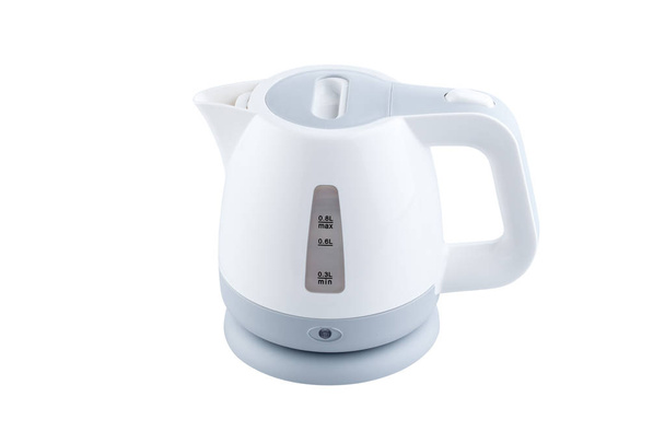 White, plastic electric kettle isolated on white background - Photo, Image