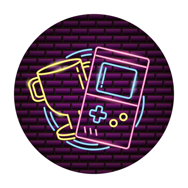 console video game neon - Vector, Image