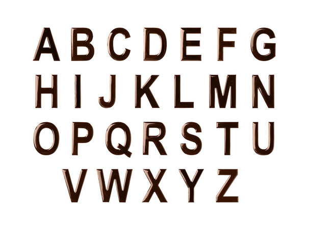 Creative alphabet made of melted chocolate on white background   - Foto, Bild