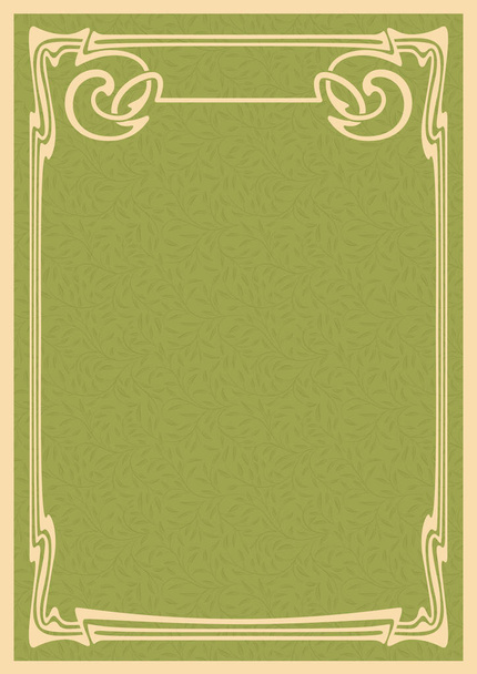Rectangular retro frameworks. Art Nouveau style and colors, ornate background. Swatch is included. A3 page proportions. - Vector, Imagen