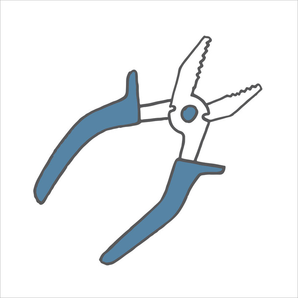 Hand Drawn pliers doodle. Sketch style icon. Flat design. Vector illustration - Vector, Image