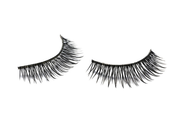 Beautiful pair of false eyelashes on white background - Fotografie, Obrázek