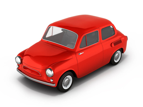 small retro car isolated on white background 3d illustration - 写真・画像