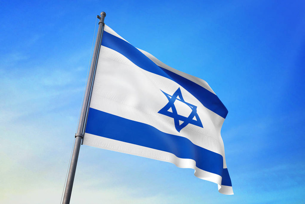 Israele bandiera sventola sul cielo blu sul vento
 - Foto, immagini