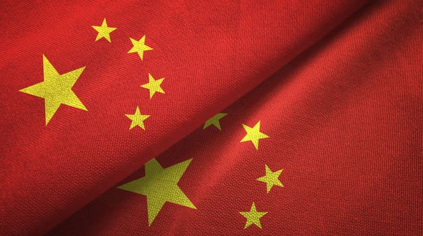 China y China banderas juntas relaciones tela textil, textura de la tela
 - Foto, imagen