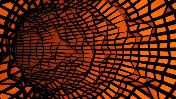 Абстрактный низкопольный тоннель с черными гранями, перемещающийся в виртуальном пространстве, путешествующий в пространстве, 3D-рендеринг фона
 - Фото, изображение