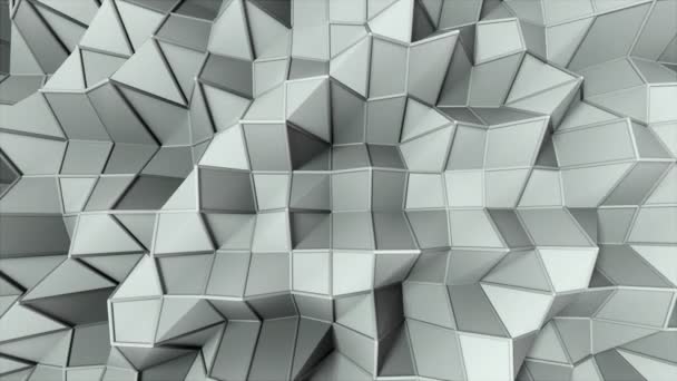 Простая низкая полигональная поверхность с рёбрами, сгенерированный компьютером современный абстрактный фон, 3d рендеринг - Кадры, видео