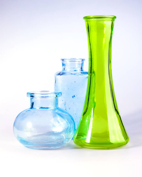 Vintage transparent glass flower vases - Φωτογραφία, εικόνα