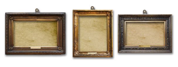 Készlet-ból három vintage arany barokk favázas elszigetelt fehér alapon - Fotó, kép