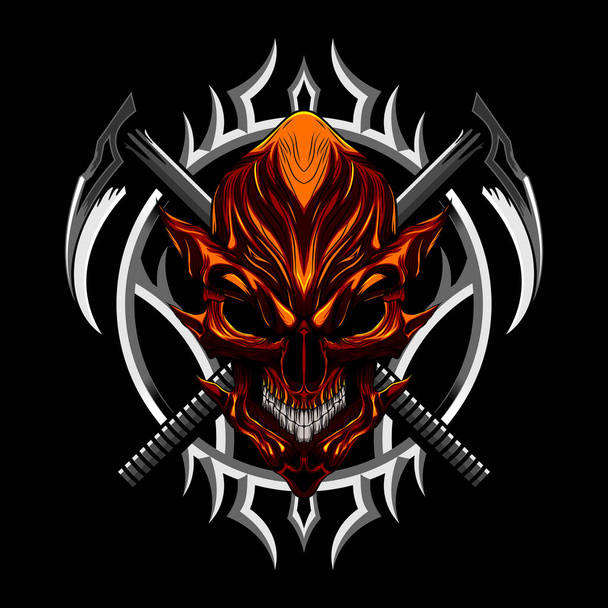 Devil evil Skull and weapon - Vektor, obrázek