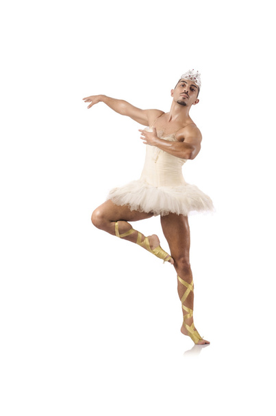 Homme en tutu ballet isolé sur blanc - Photo, image