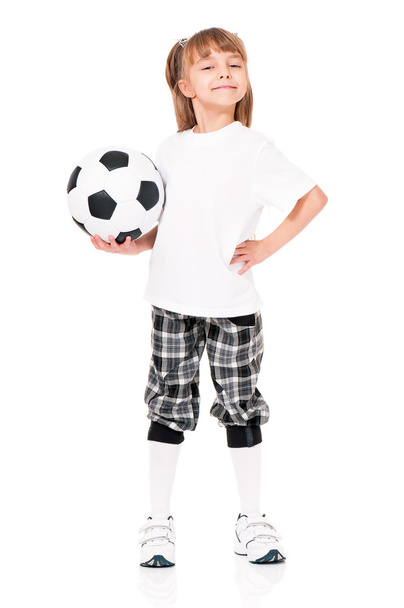 Little girl with soccer ball - Foto, Imagen