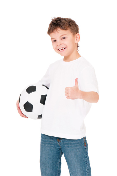 Boy with soccer ball - 写真・画像