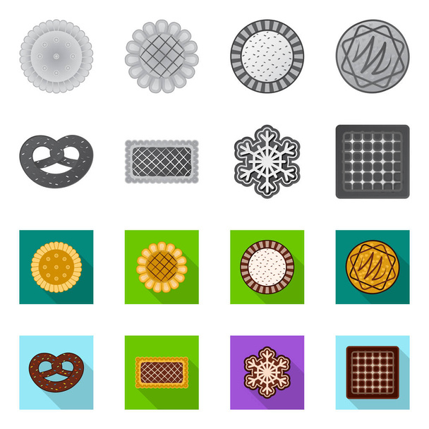 Vector design of biscuit and bake logo. Collection of biscuit and chocolate vector icon for stock. - Vetor, Imagem