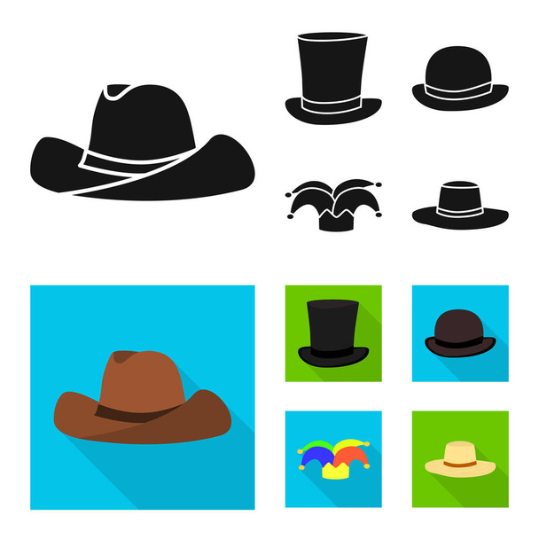 Vector illustration of clothing and cap logo. Set of clothing and beret vector icon for stock. - Vetor, Imagem