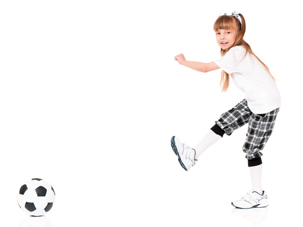 Little girl with soccer ball - Foto, imagen