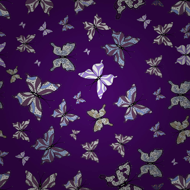 Vectorillustratie. In eenvoudige stijl. Achtergrond. Abstracte schattige vlinder op paars, zwart en witte kleuren. - Vector, afbeelding